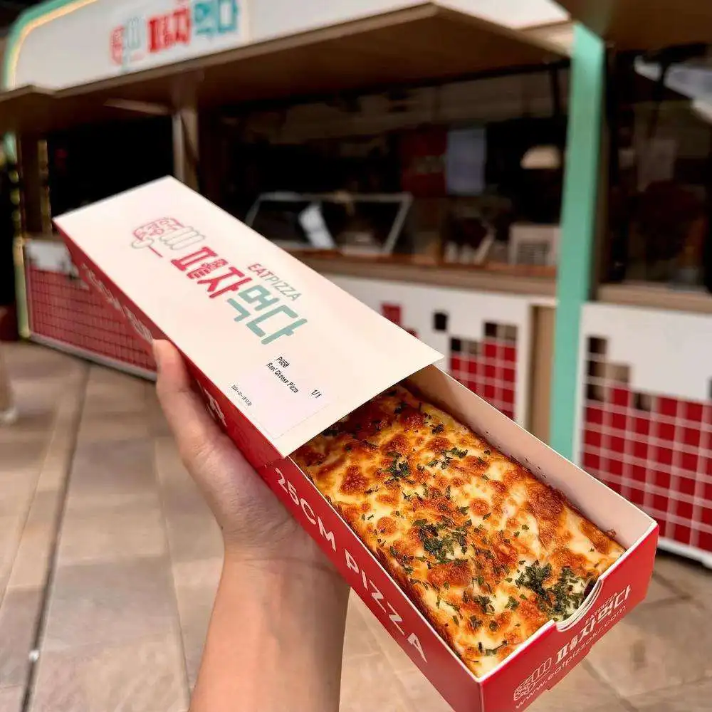 MOQ500pcs Food Grade Custom Design Single Slice Pizza Box Cardboard Slide Drawer Rectangle Pizza Boxes  Packaging Box