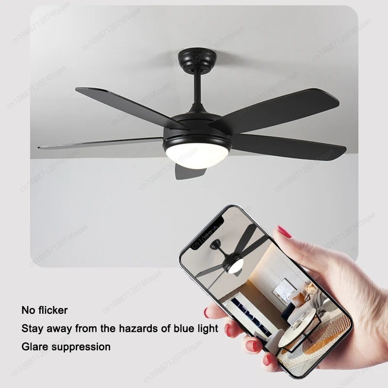 42/48/52 Inch Modern Minimalist Restaurant Living Room LED Ceiling Fan Light Intelligent Variable Frequency Silent Fan Light
