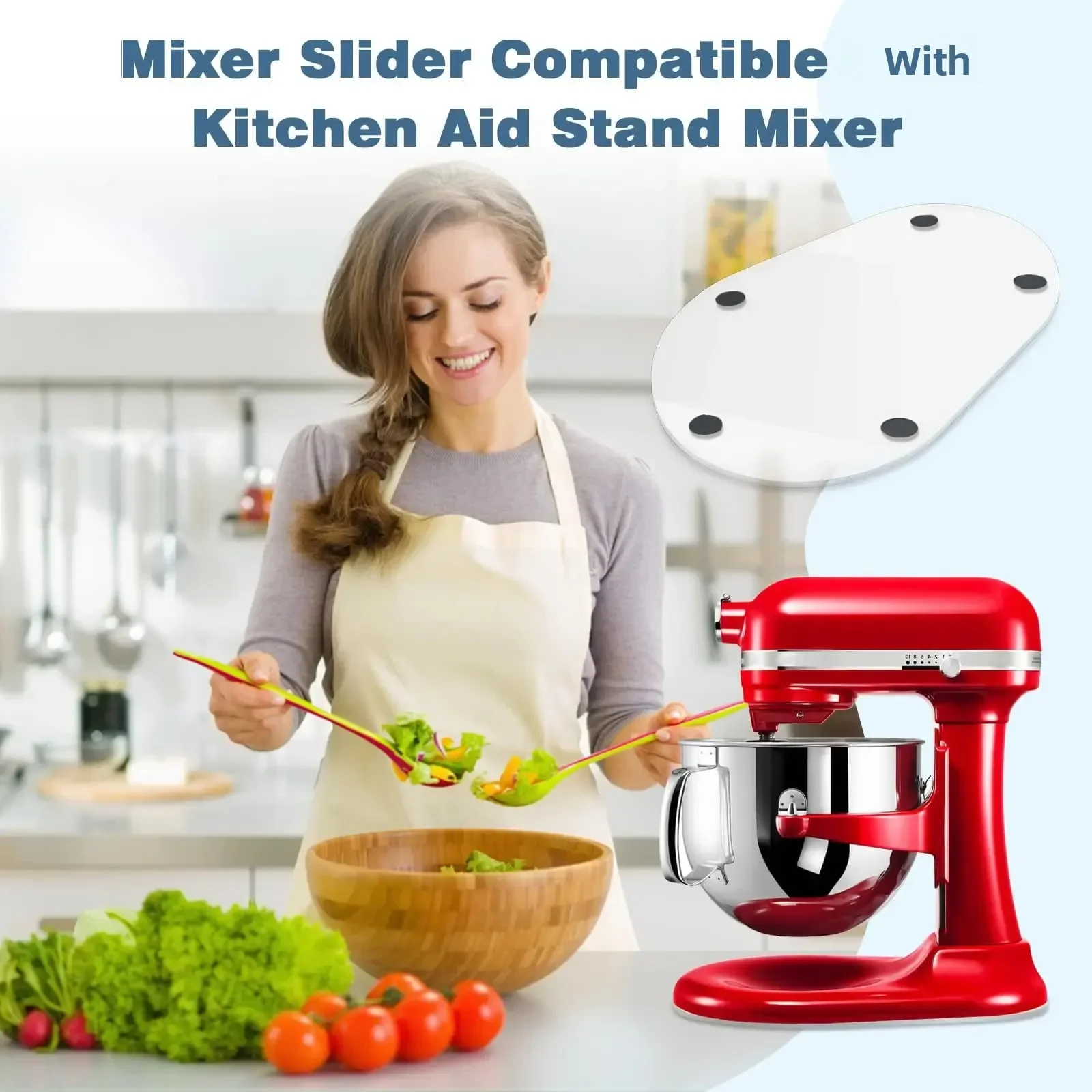 For KitchenAid's Acrylic Mixer Slider, 5-6QT Angled Vertical Mixer, Kitchen Appliance Moving Pad, Mixer Moving Tray image 3