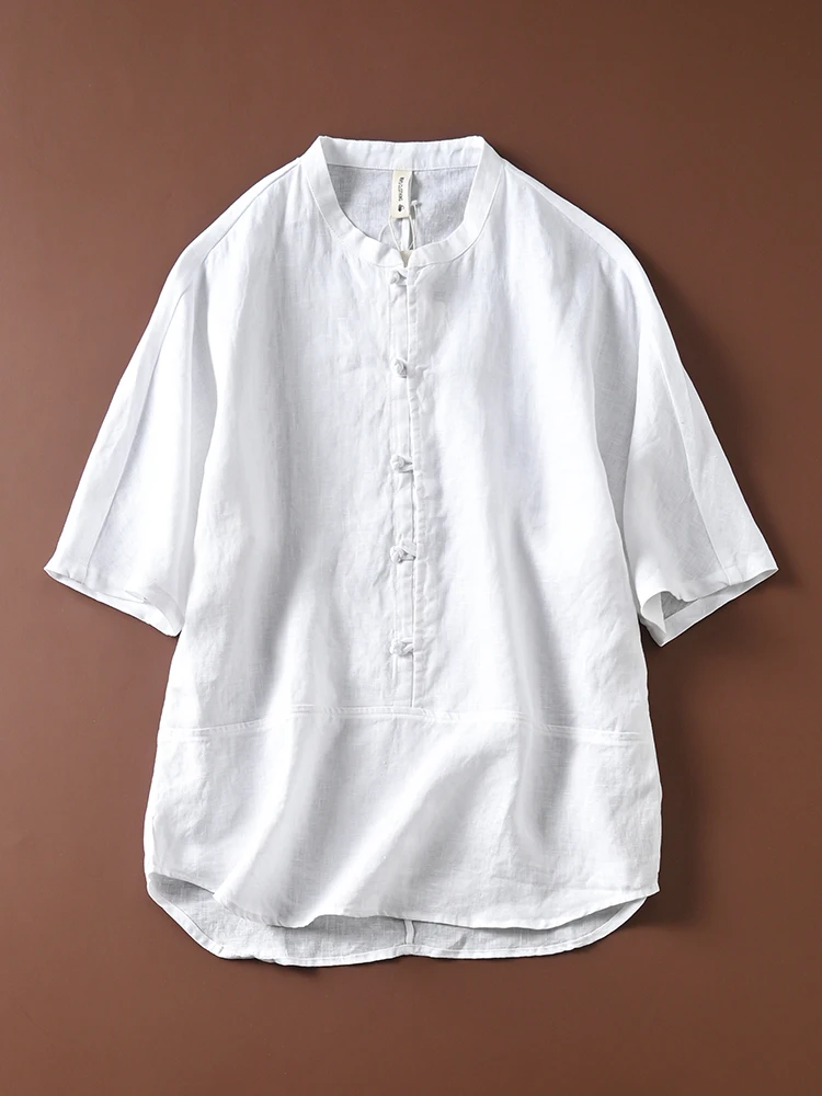 

Men's Summer Linen Short Sleeve Shirt Casual Loose Fit Breathable Thin Cotton Linen Casual Cotton Linen Shirt Chinese Style S...