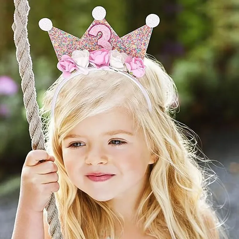 

Best-Selling Princess Birthday Crown Headband- Floral Design for Girls Aged 1-6, Perfect,Make Your Little Princess Shine Bright