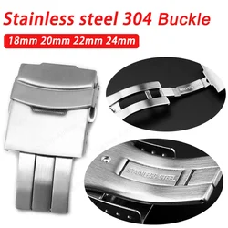 Solid Stainless Steel Watch Buckle Thin Clasp for 18mm 20mm 22mm 24mm Double Press Folding Button Strap Buckles Accessories