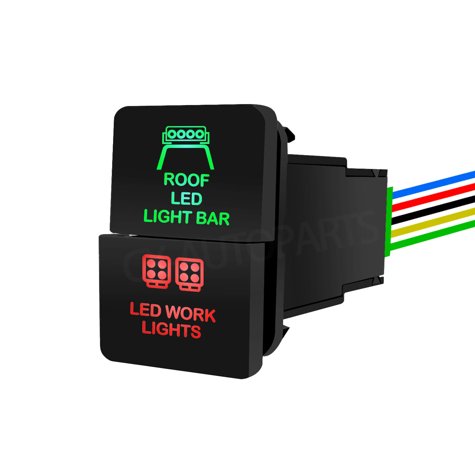 

Dual Push Button Switch Roof Light Led Work Light Push Switch Green&Red Light with Wire for Toyota 4 Runner Carolla Hilux Prado