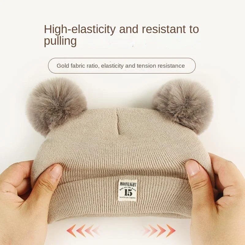 Solid Color Wool Knitted Bonnet Bebe Newborn Baby Hat Pompom Cute Winter Hat For Kids Boys Girls Children Warm Beanie Cap 0-3Y