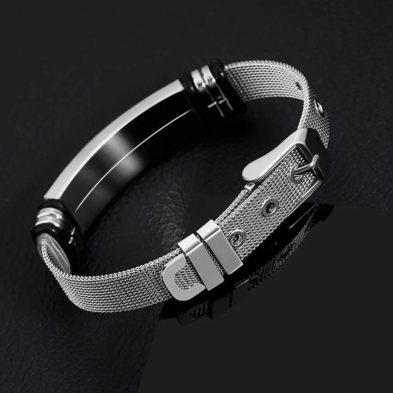 Personalized Customization Of Logo Name Engraved Stainless Steel Bracelet Men\'s ID Bracelet Jewelry Gift For Boyfriend\'s Father