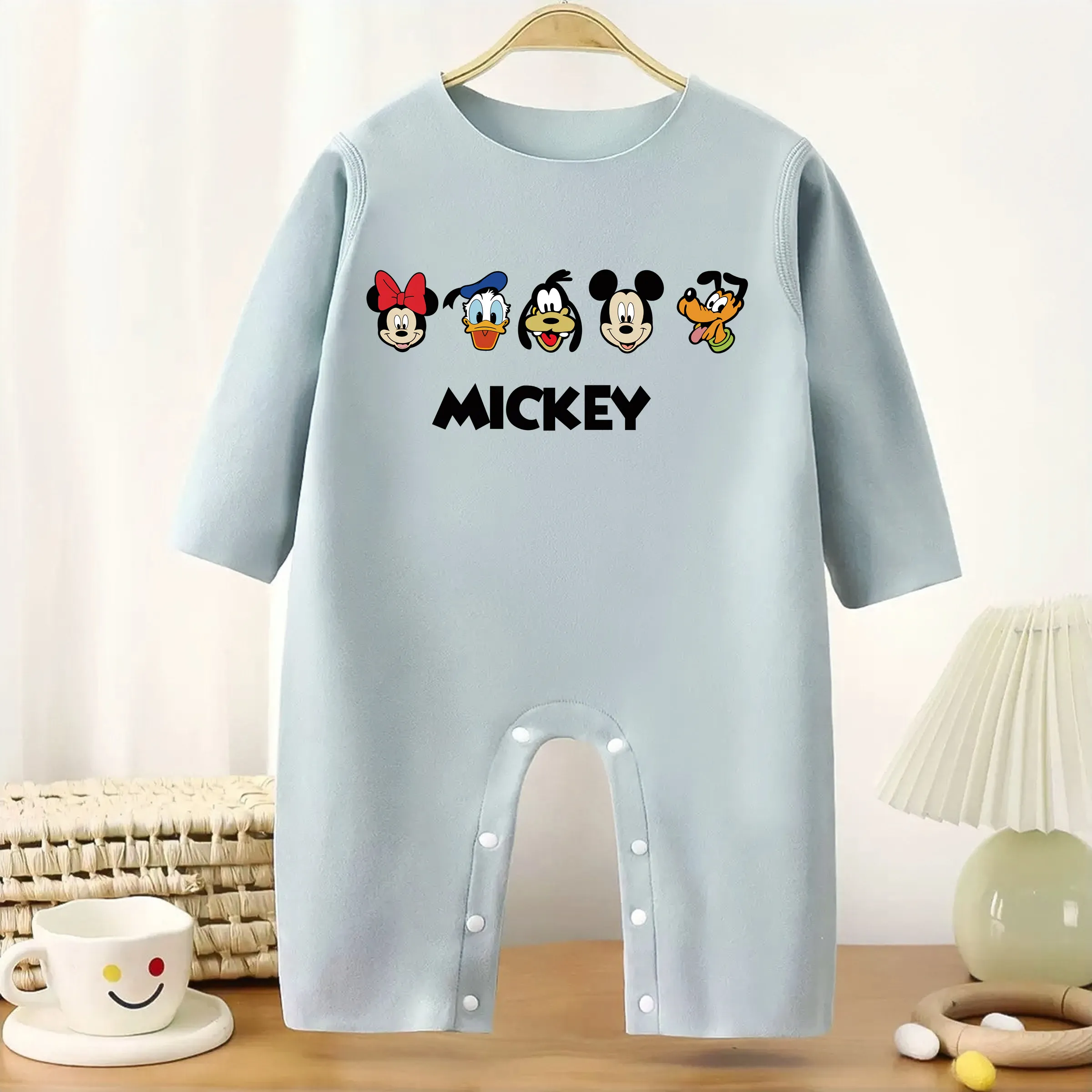 MINISO ميكي ماوس طويلة الأكمام الارتفاع 60-90 سنتيمتر الطفل ارتداءها لطيف رائعة طباعة نيسيي لملابس الطفل بذلة مريحة