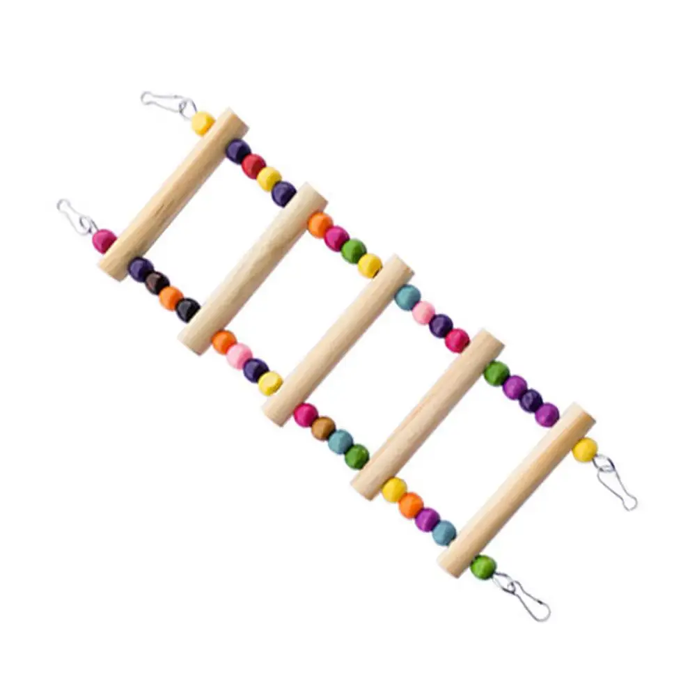 Wood Parrot Bird Chew Toy Cotton Rope Bite Bridge Birds Tearing Toys Cockatiels Training Hang Swings Cage Supplies Accessories