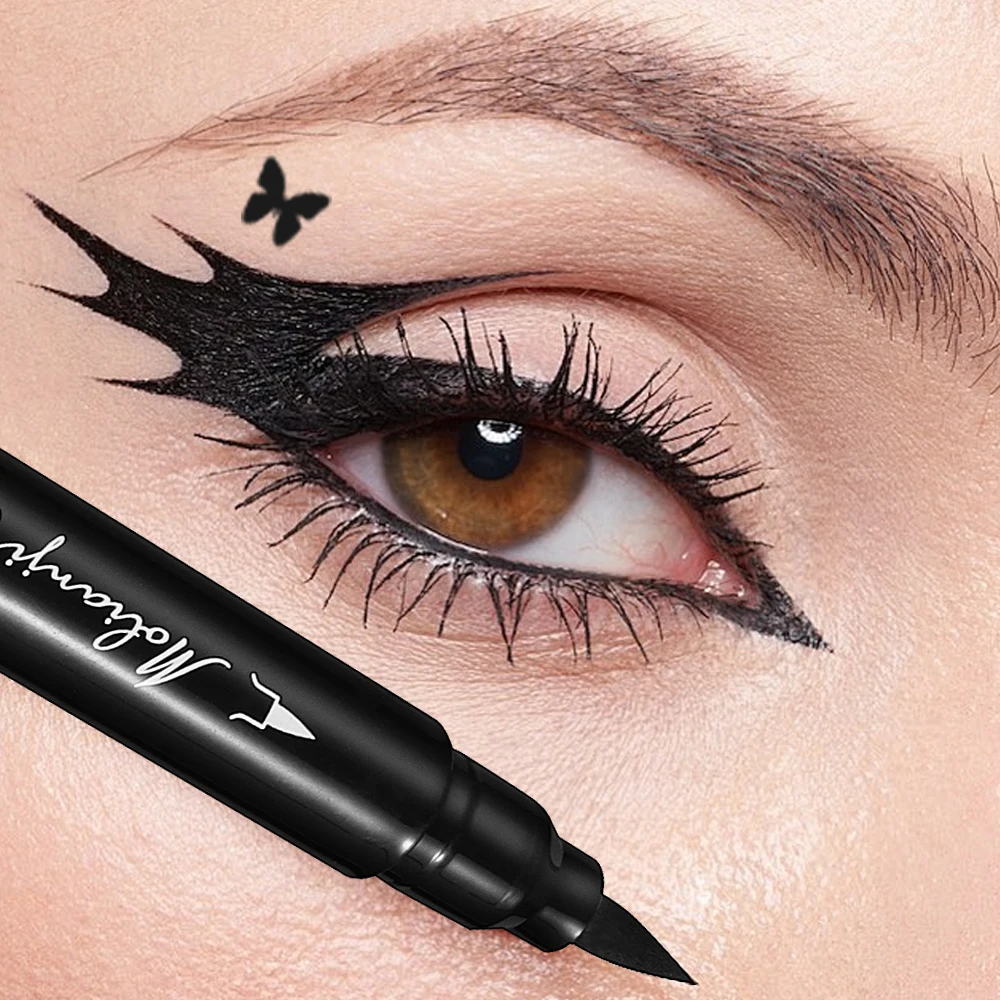 محدد عيون مزدوج الأطراف مقاوم للماء، سريع الجفاف، طبيعي، يدوم طويلاً، مناسب للمبتدئين، تأثير مكياج طبيعي، أسود، مناسب لجميع ألوان البشرة، جمال العين، مكياج فتاة العين #6
