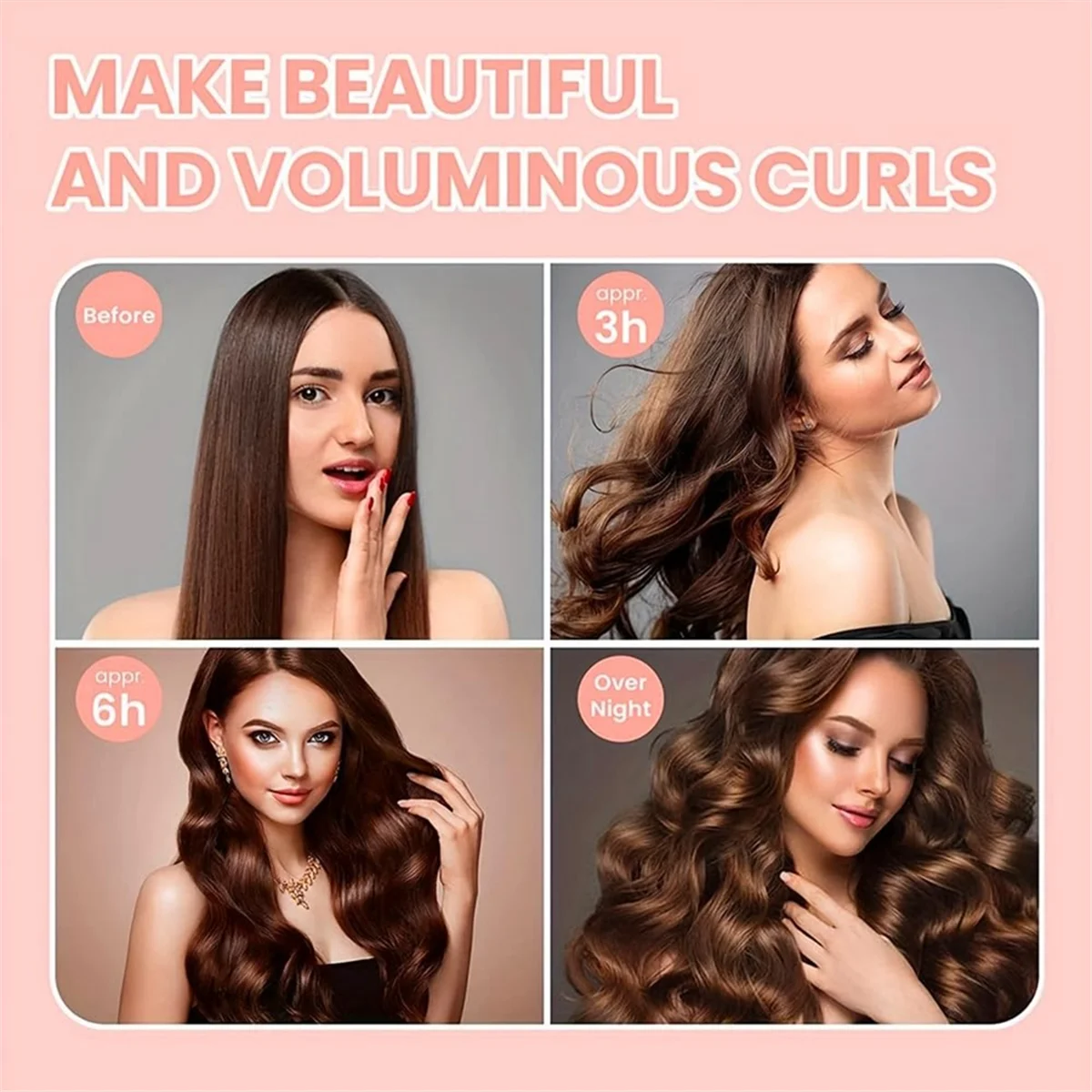 No Heat Hair Curler Overnight No Heat Curls Blowout Rod Headband for All Hair Types+Hook No Heat Curling to Sleep Pink