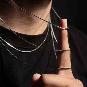 Stelling silver necklace 925 for hip hop punk men and women, chain of snake links, men's jewelry, 2mm 12 Main sales male silver necklace - №7