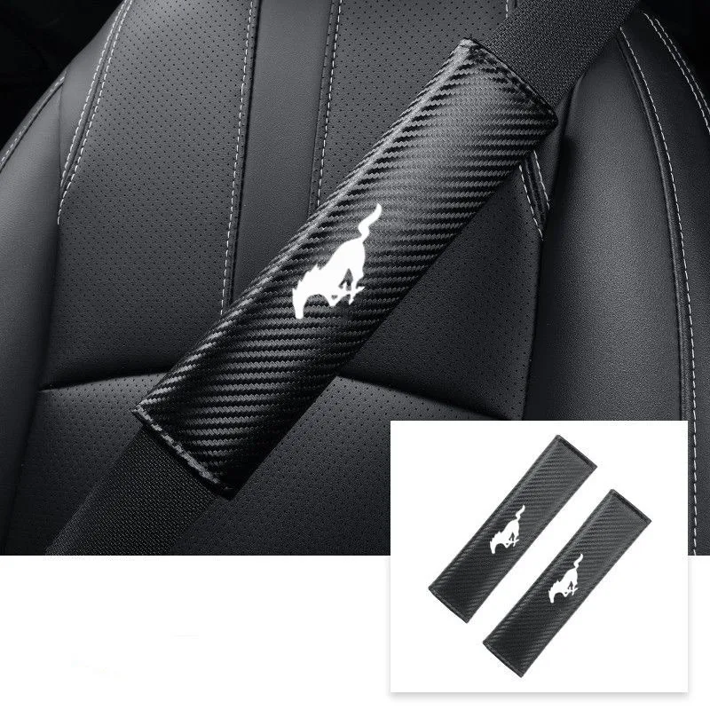 

2Pcs Carbon Fiber Car Seat Belt Cover For Ford Mustang 500 GT SHELBY Shoulder Protector for Car Seat Belts Auto Accessories