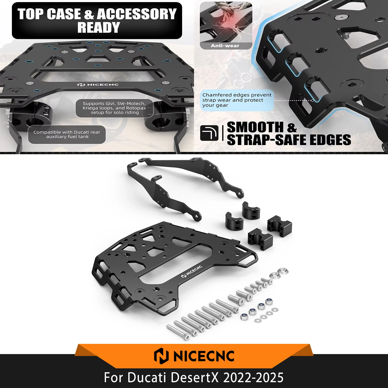 Portaequipajes Trasero para Motocicleta Ducati DesertX Desert X 2022 2023 2024 2025, Soporte para Baúl Superior, Portaequipajes para Rally DesertX 24-25