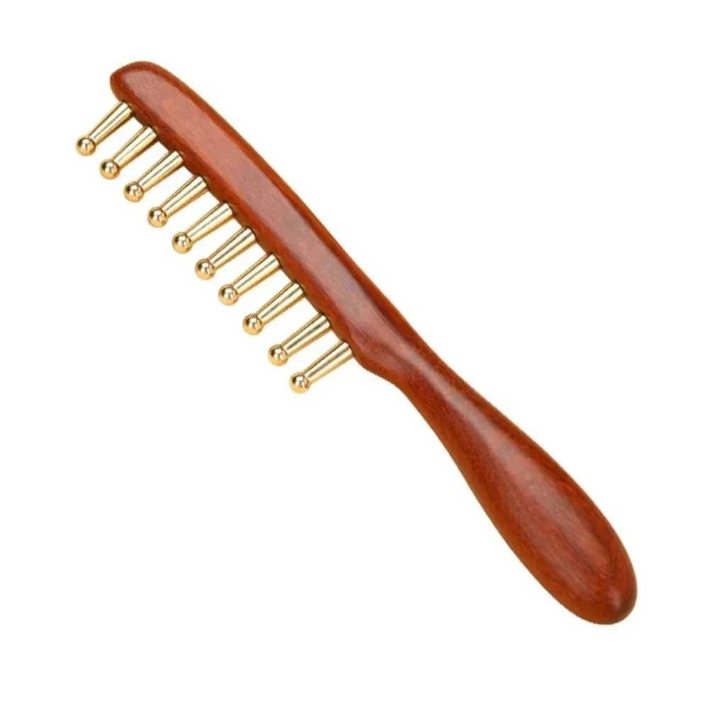 Scalp Relax Tools Head Meridians Massage Comb Copper Wooden Meridians Comb Long Hair Needling Guasha Head Therapy Meridian Comb