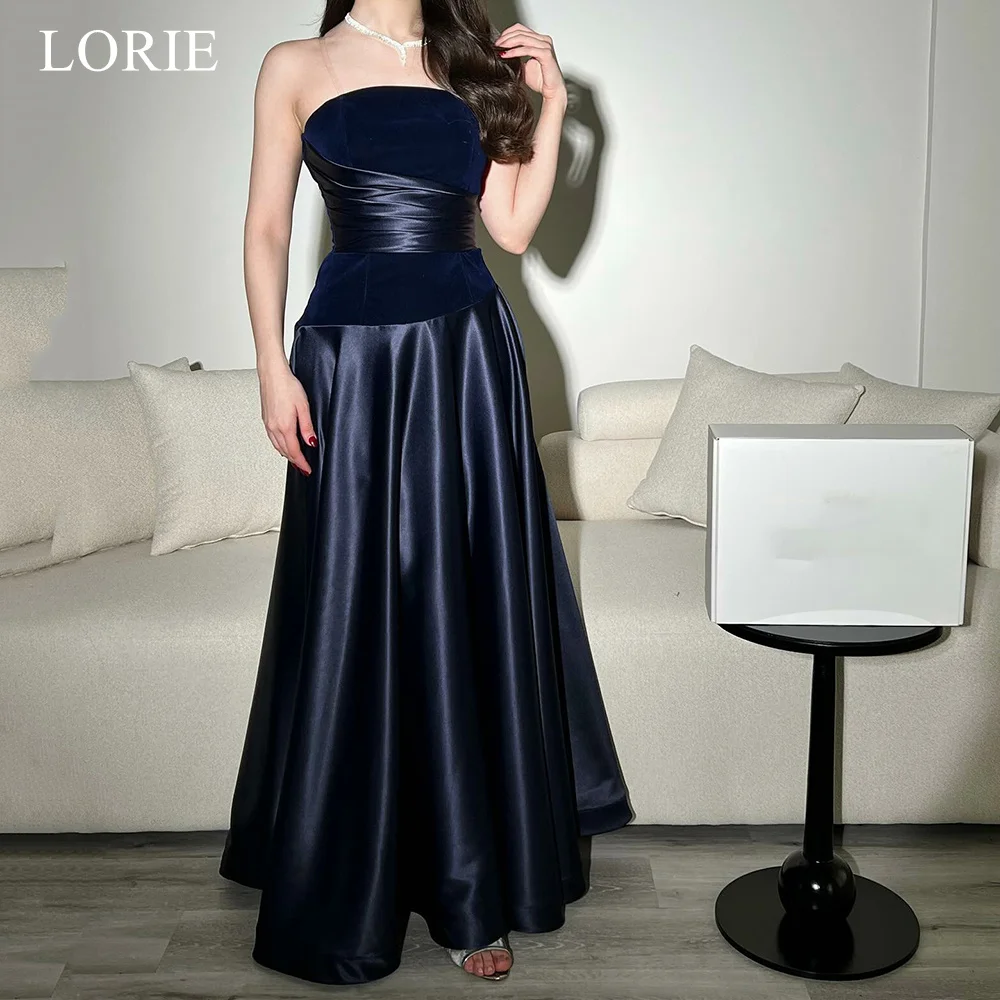 

LORIE Elegant Party Dresses Velvet Strapless Sleeveless Evening Prom Dress Draped A-Line Prom Gown Customized