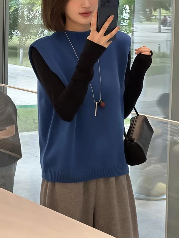 

Корейский универсальный круглый вязаный свитер Ne Svel, жилет, женский базовый жилет, осень-зима, новый многослойный двухсекционный жилет...