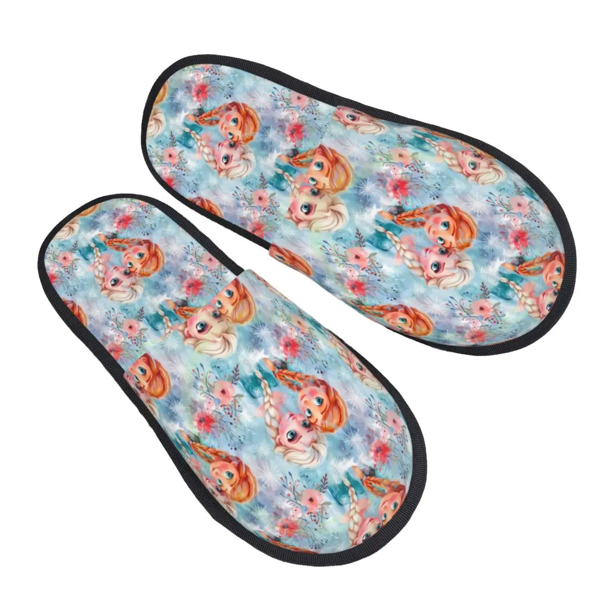 Custom Frozen Elsa Olaf Seamless House Slippers Women Soft Memory Foam Slip On Spa Slipper Shoes