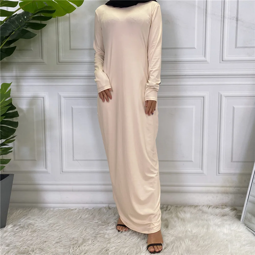 Cáqui macio feminino muçulmano abayas dubai mangas compridas vestidos finos islâmicos moda senhoras vestidos casuais abaya atacado rimaire