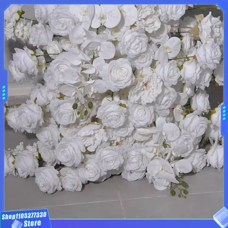 7ft White Rose Orchid Floral Arch Stand Custom Wedding Decoration Bracket Large Interior Event Background Horn Shape Design