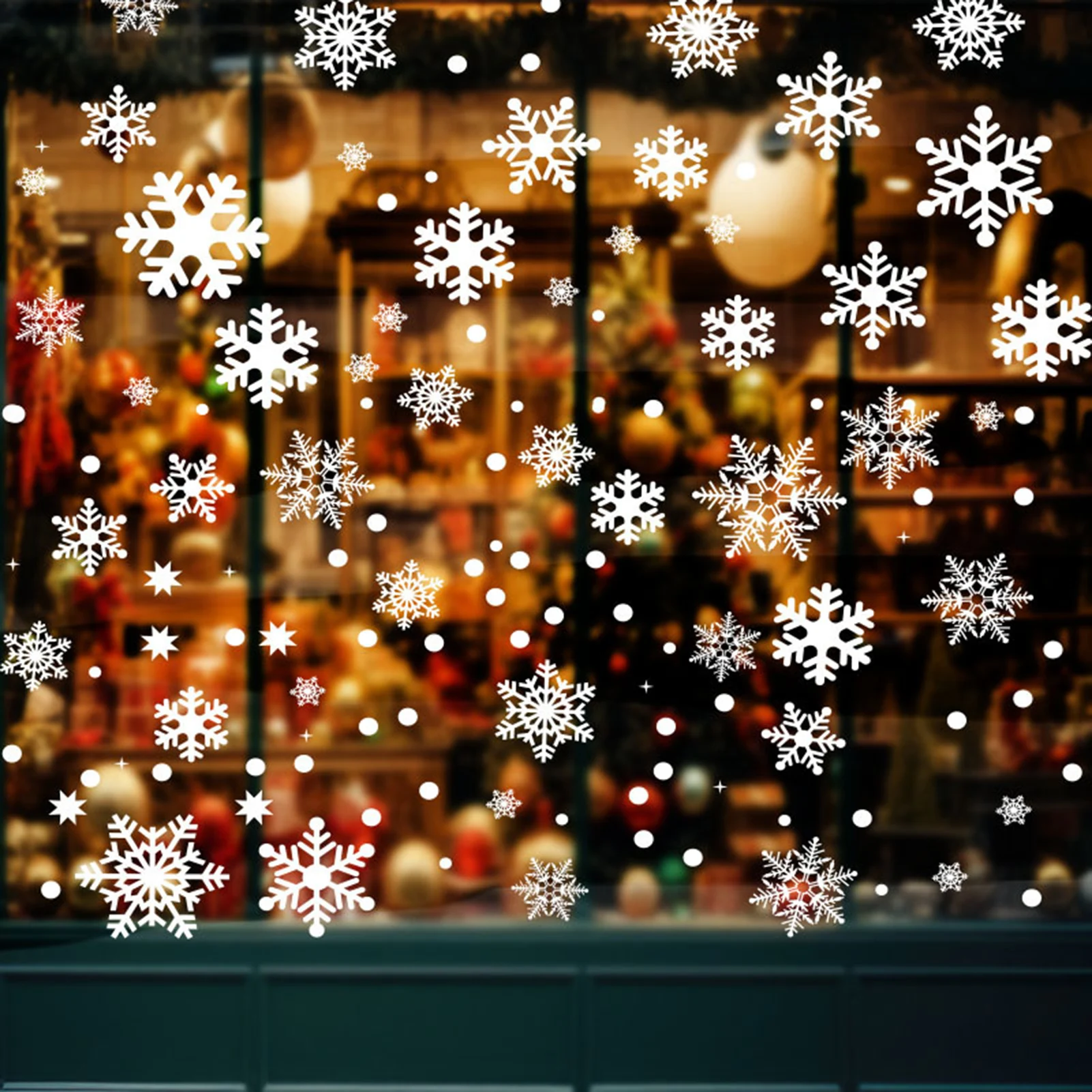 Elegant Window Clings Snowflake Decals for Christmas Home Decor, Removable Static Stickers for New Year Party Office Supplies