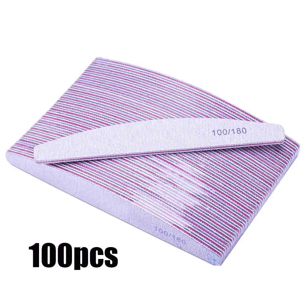 10/50/100 Stuks Professionele Nagelvijl 100/180 Schuurpapier Dikke Manicure Nagelvijl Buffer Voor Gel Polish Nail Art Tool Accessoires