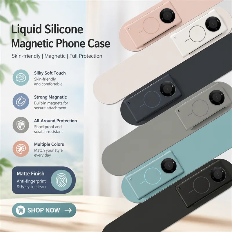 Huawei Mate 60 - Capa Magnética Fina Antirriscos com Acabamento