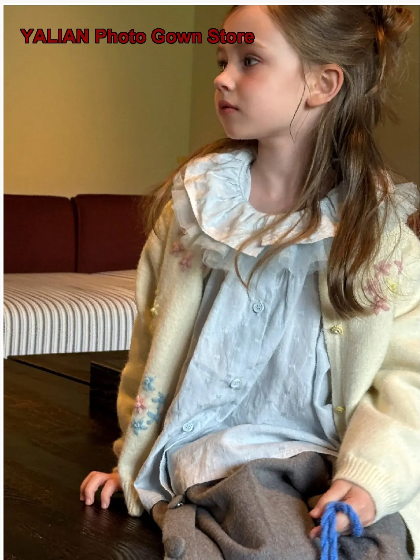 Girls Knit Coat 2026 Autumn Girly Crochet Floral Design Super Cute
