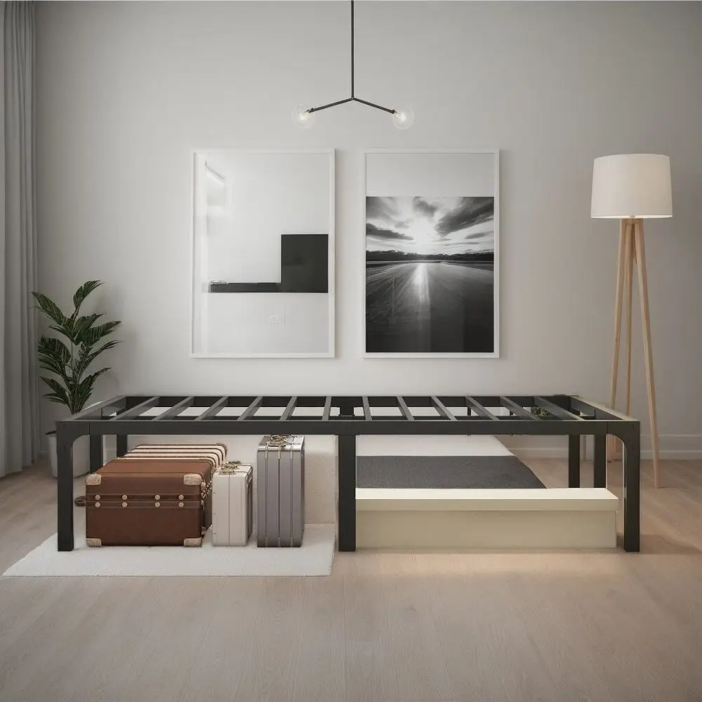 Twin Full Queen King Size Bed Frame,14 Inch Black Metal Bed Frame Heavy Duty Steel Slats Support,No Box Spring Needed,Easy Asse