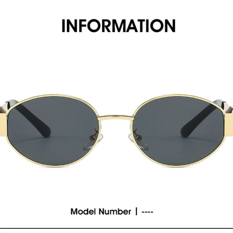 Classic Vintage Oval  Sunglasses New Elliptical Frame Metal Frame Personalized Sunglasses Outdoor Shades Uv400 Trendy Fancy Gift image 6