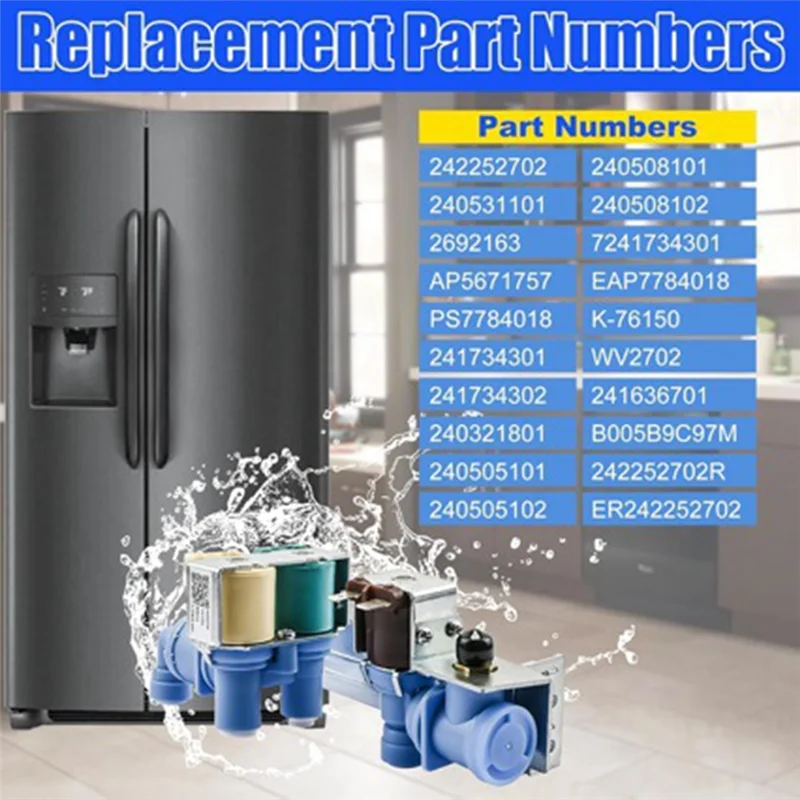 

ABSS-242252702 Впускной клапан воды для холодильника Frigidaire Kenmore Electrolux Водяной клапан для холодильника Замена 240531101