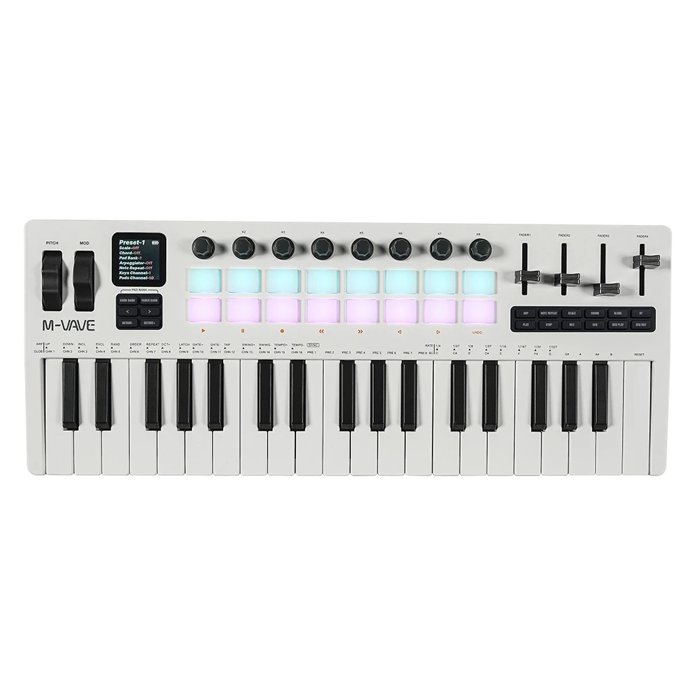 Professional Portable Digital Rechargeable 37 Keys MIDI Keyboard Synthesizer for Studio Music Arrangement