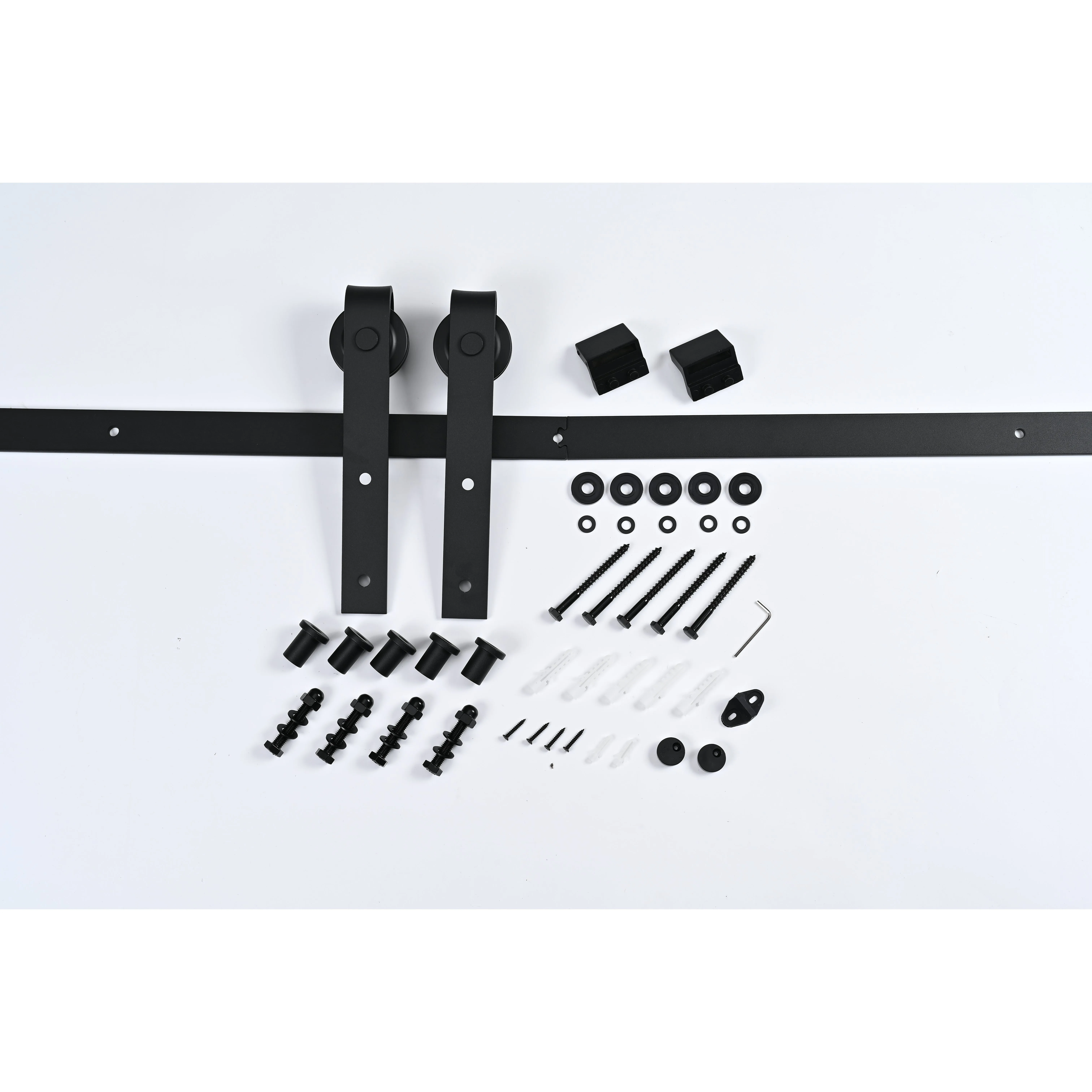 

12 FT Double Sliding Barn Door Track and Handle Hardware Kit, Basic J Pulley, Slide Smoothly Quietly, Easy Install 8FT Track Kit 20 inch24 inch Wide Double Door