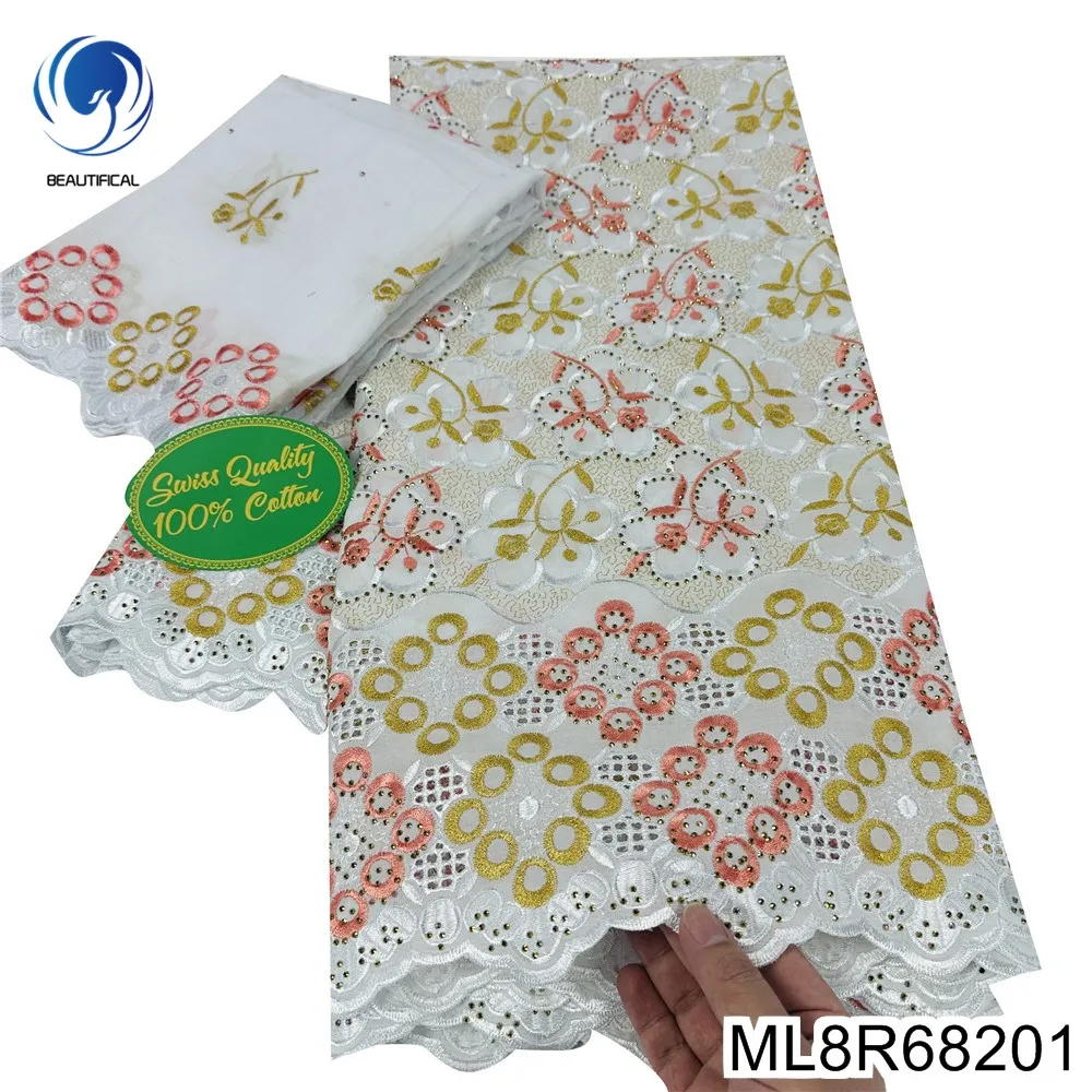 

Nigerian Swiss Voile Lace Fabric, Heavy Embroidery, Hot Drilling Craft, Luxury Party Dress, High Grade, Newest, ML8R682