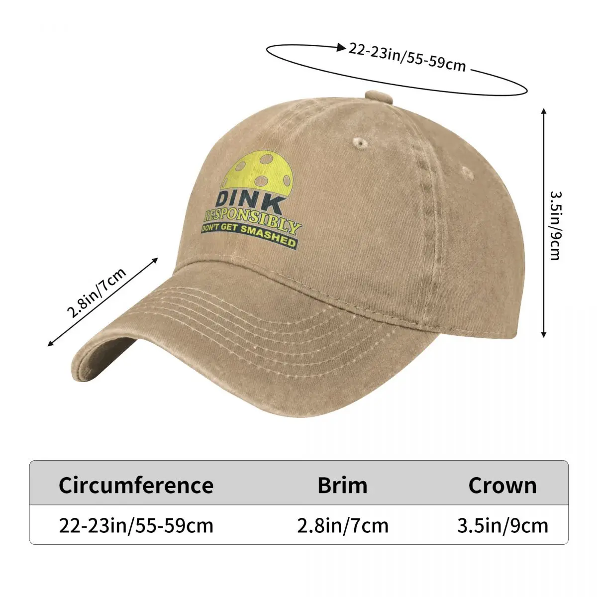 Dink Responsibly Funny Pickleball Distressed Washed Casquette Baseball Caps Female Male Y2K Decorate Summer Caps