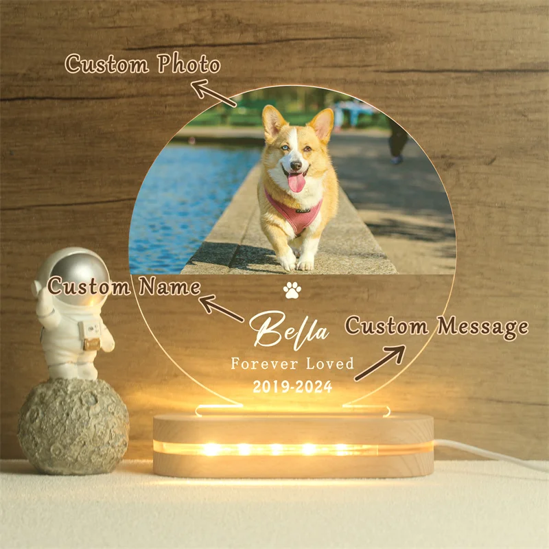 Pet Memorial,Custom Acrylic Heart Night Light,Personalized Bedroom LED Decor Sign,Light up Sign,Gift for Pets,Dog Loss Gift