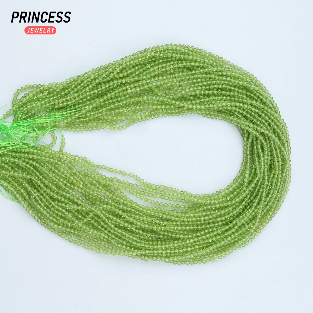 A++ Peridoto verde Natural 2-3mm cuentas facetadas cuentas de energía para hacer joyería pulsera collar accesorios DIY