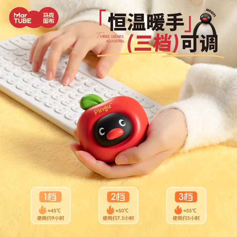 

Натуральные милые грелки для рук Pingu Apple, USB перезаряжаемые грелки для рук Kawai, портативные грелки для рук, подарки на день рождения для девочек