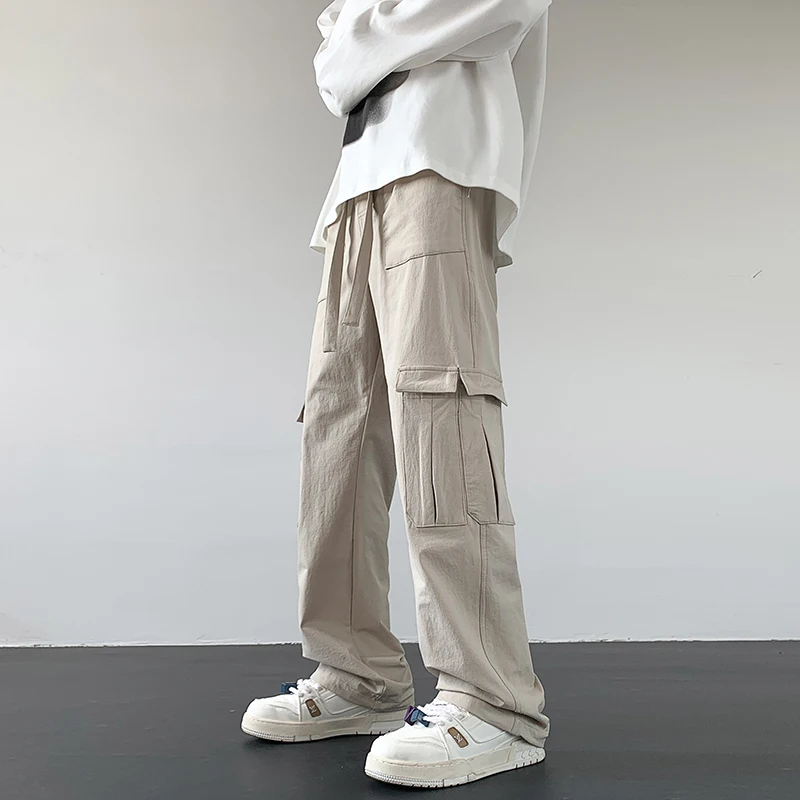 

American Sle Men's Workwear Pants Spring Autumn New Straight Leg Casual Vintage Logging Multi ket Trousers