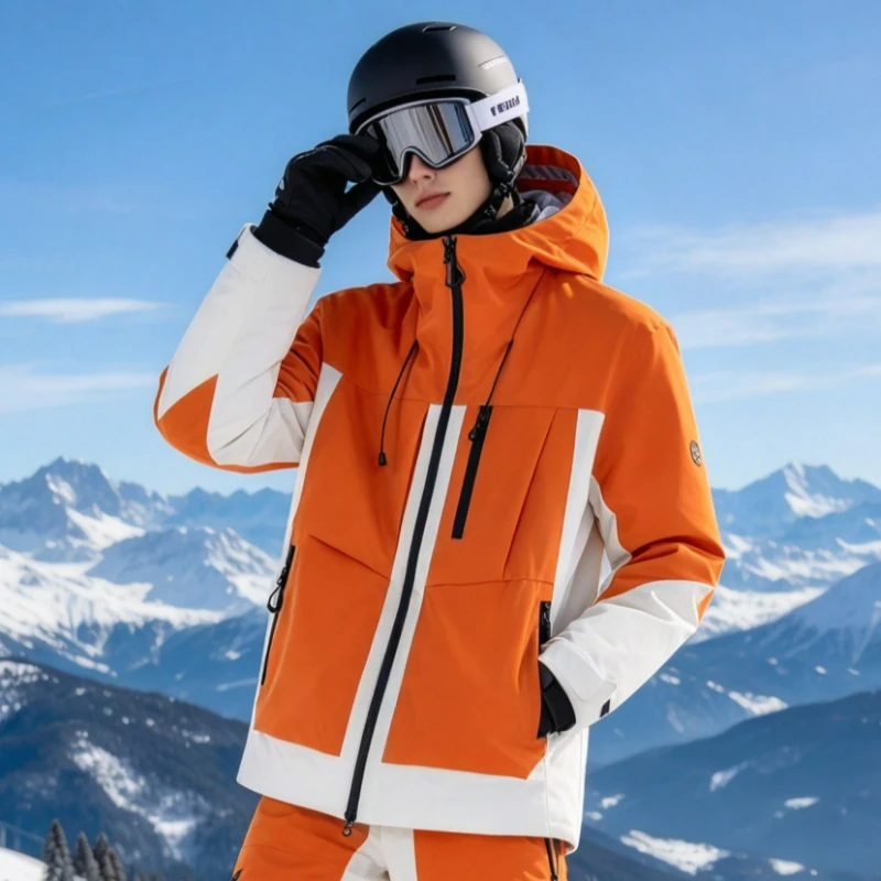 New Winter Unisex Hooded Ski Jacket Windproof Waterproof Warm Wear-resistant Outdoor Snowboard Skiing Cold-proof Coat Man Women