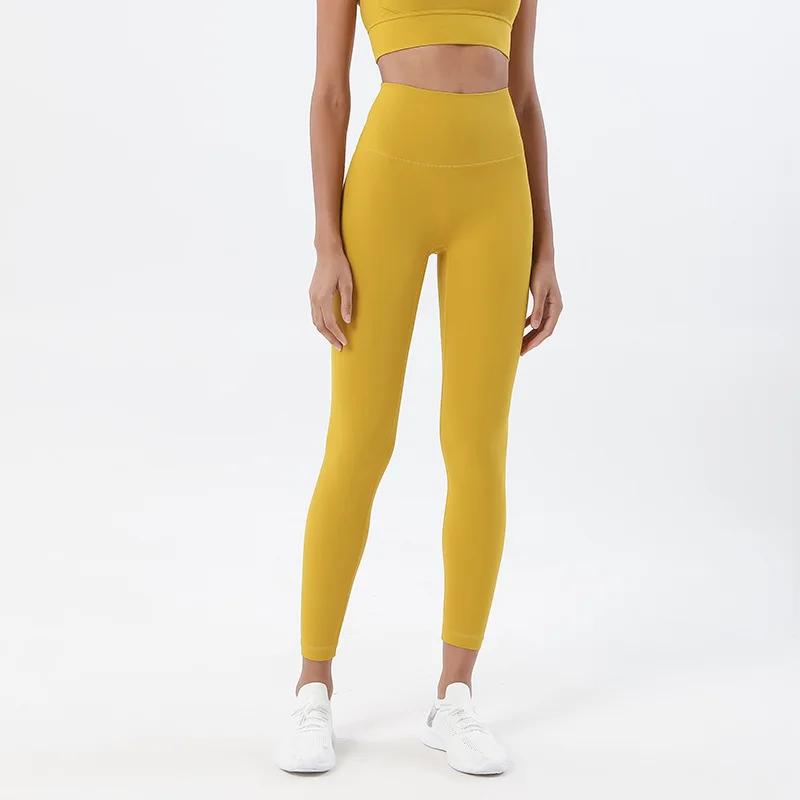 SOISOU Nylon Yoga Pants Gym Leggings Women Girl Fitness Soft Tights High Waist Elastic Breathable No T Line Sports Pants image 3