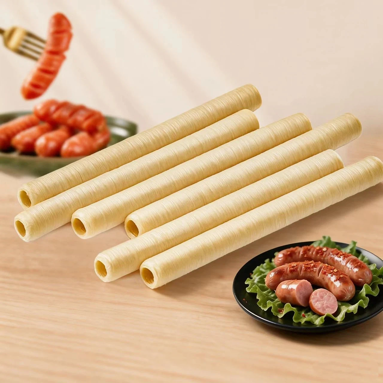 Collagen sausage casing, 20mm x 14m Sausage box, Packaging tool for making sausages, Grilled sausages, and Italian sausages view 3