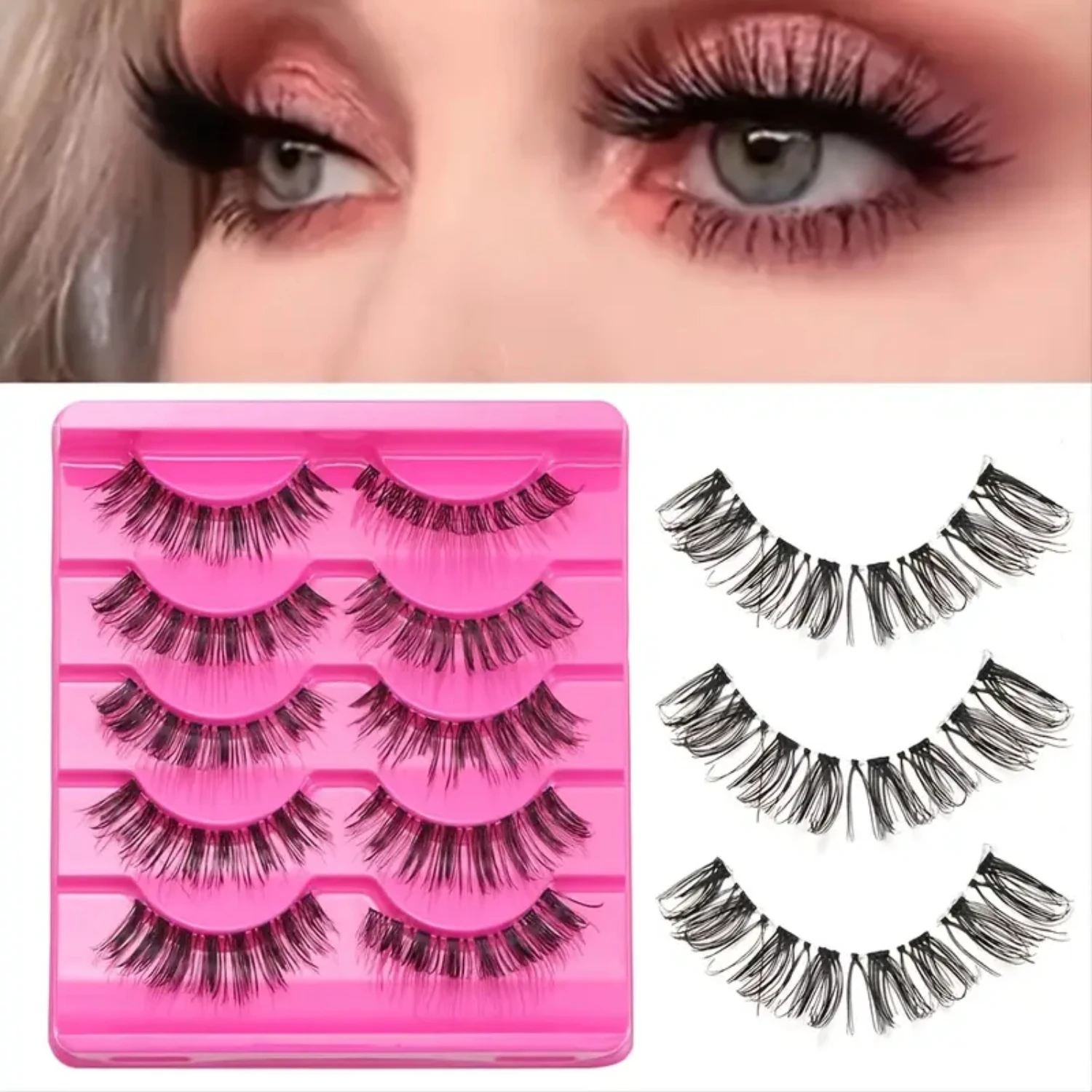 5 Pairs Natural Long EyeLash Makeup Handmade Thick Fake False Eyelashes A539