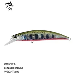 SPEARHEAD RYUKI 110mm 21g Plastic Sinking Wobbler Fishing Lure  Minnow Bass Pike Artificial Hard Bait duo spearhead