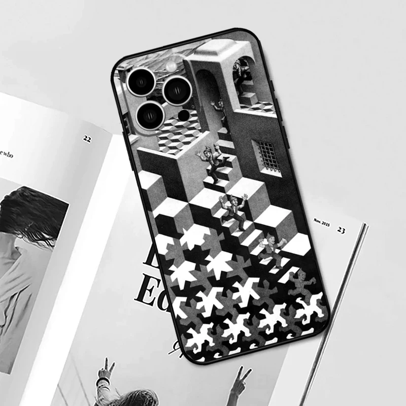 Escher Staircases Case For iPhone 14 13 12 11 15 16 Pro Max Plus XS Max X XR 7 8 Plus 13 12 Mini Phone Cover