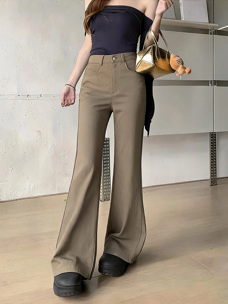 

Summer 2026 High Waist Bell Bottom Casual Pants Women's Chic Drapey Color Versatile Loose Fit Trousers Casual Fashion