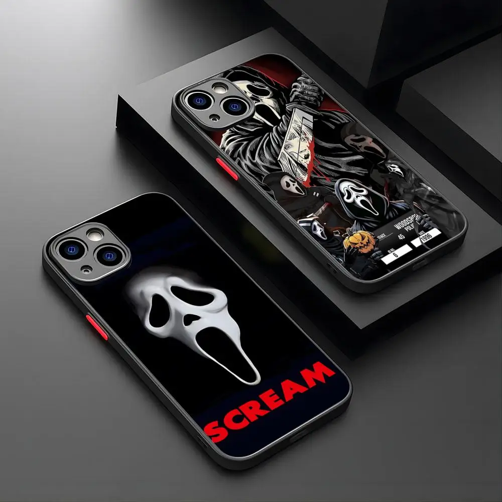 Ghostface cri coque de téléphone de luxe pour dessin animé IPhone 16 15 14 12 13 11 Pro XR XS Max Mini X 7 8 Plus coque mate