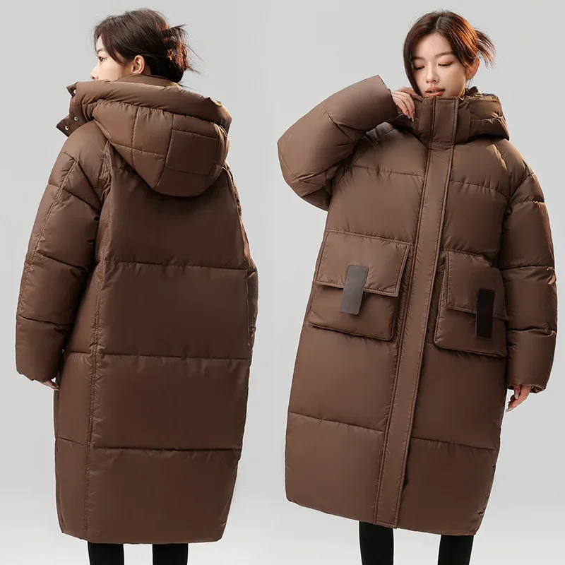 

Oversized Winter Women's Cold Coat Parkas Super Hot Coats Hooded Long Cotton Padded Jackets Warm Over-the-knee Puffer Jacket New