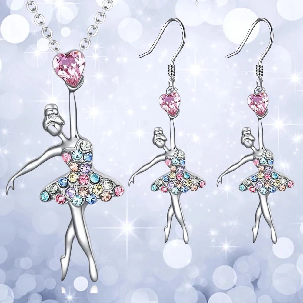 3pcs Ballerina Ballet, Dance Concert Gift Ballet Pendant Jewelry Set Valentine's Day Anniversary Gift Birthday Party Jewelry