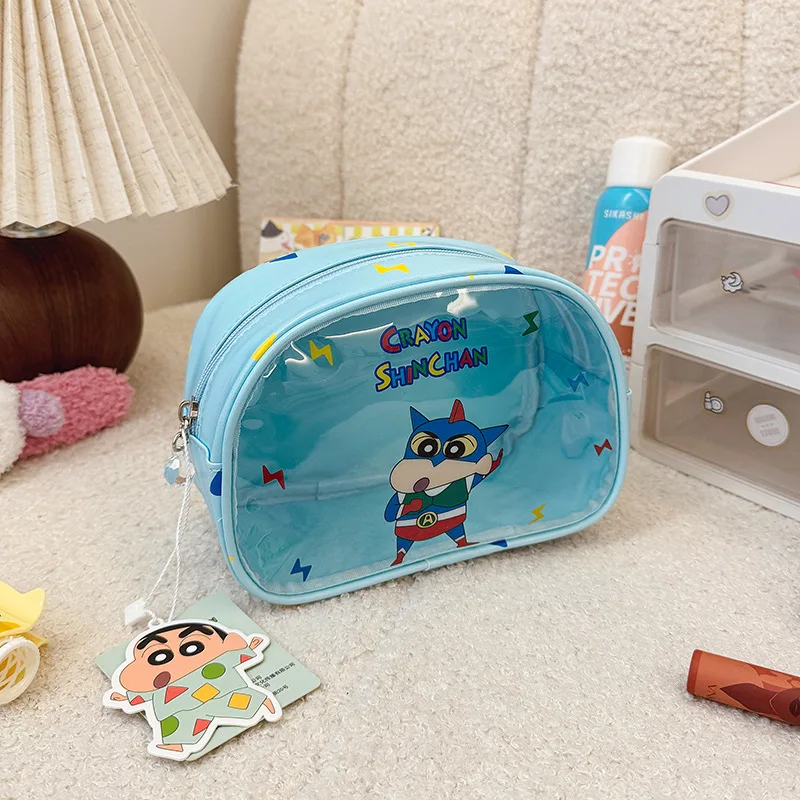 Nova bolsa de maquiagem bonito crayon shin-chan saco de cosméticos viagem saco de armazenamento de higiene pessoal à prova dwaterproof água saco transparente moda