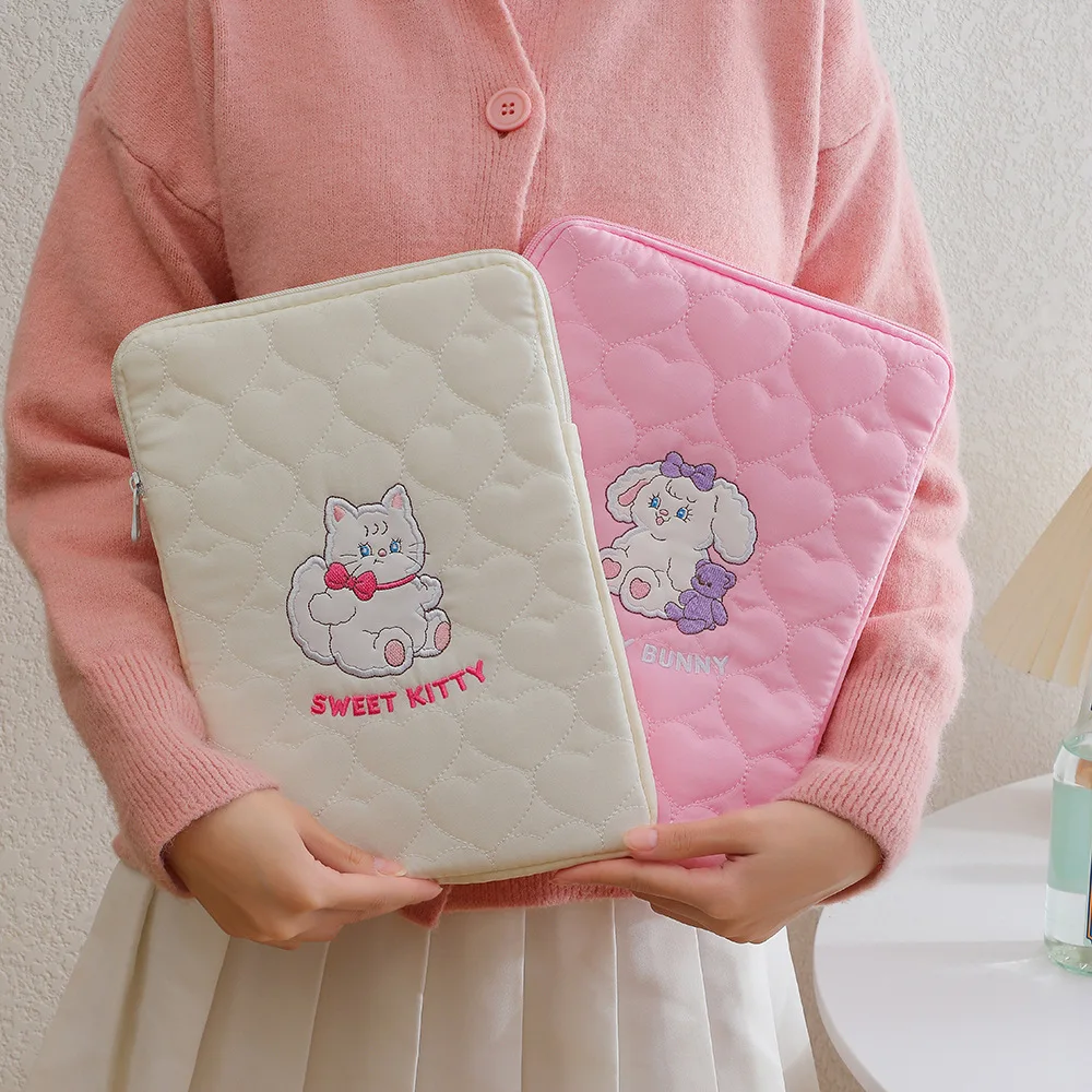 Cartoon Embroidered Tablet Protective Case Korean Girl 11 Inch Pouch for Ipad Air4 5 10th Generation 10.9 10.5 10.2 Storage Bag