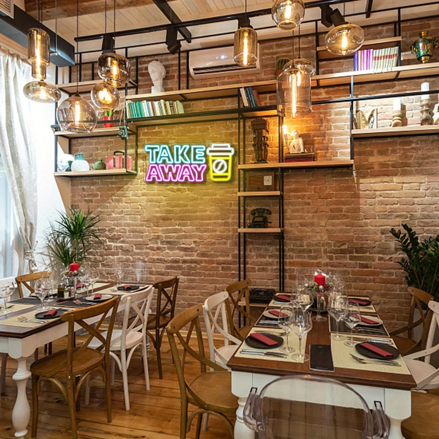 Letrero de neón para llevar para decoración de pared, letrero Led para colgar en la pared, alimentado por USB para tienda, cafetería, restaurante, regalos de decoración de pared